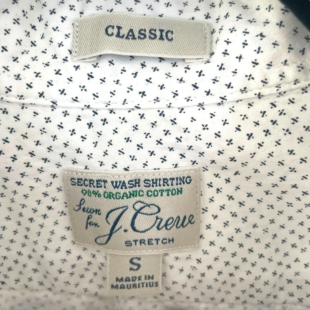JCrew Classic Stretch White Cotton Button Down Short Sleeve Shirt Collared